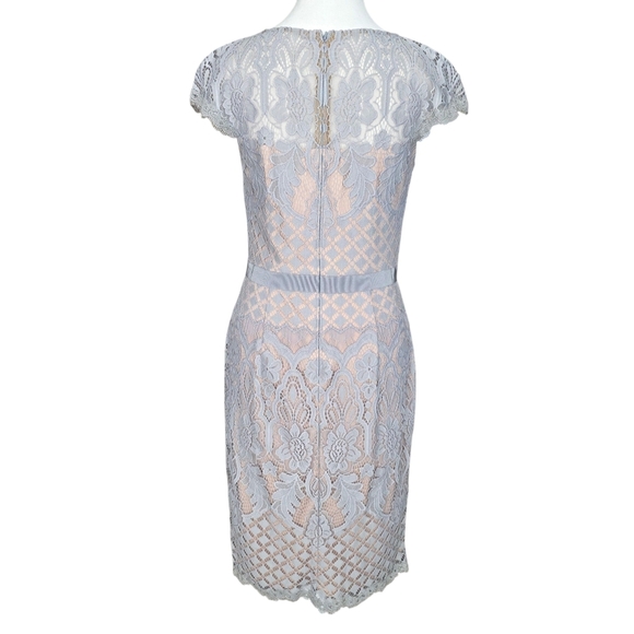 Tadashi Shoji Savita Lace Midi Dress in Gray and Cream Size 6 - Picture 3 of 11
